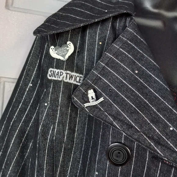 Wednesday Addams custom Rage pinstriped trench coat- SOLD@hosted store - Picture 15 of 16